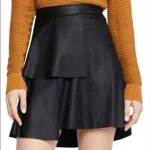 BCBGeneration faux-leather ruffle front skirt